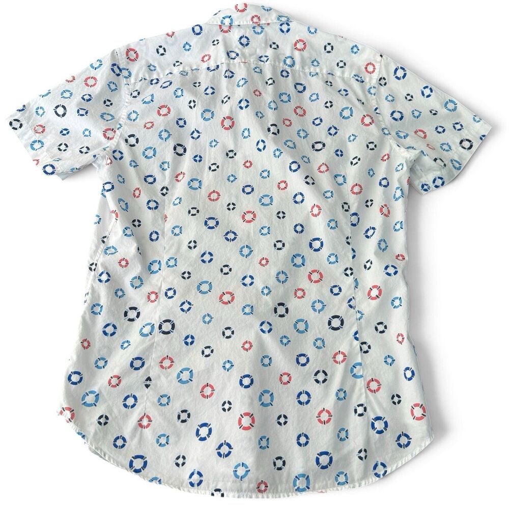 Bonobos Tailored Fit Shirt Men L White Nautical Life Preserver Bouy Print AOP - Picture 3 of 9